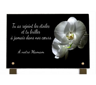 Plaque Funéraire Orchidée Blanche • Plaque Décès Zen Orchidée