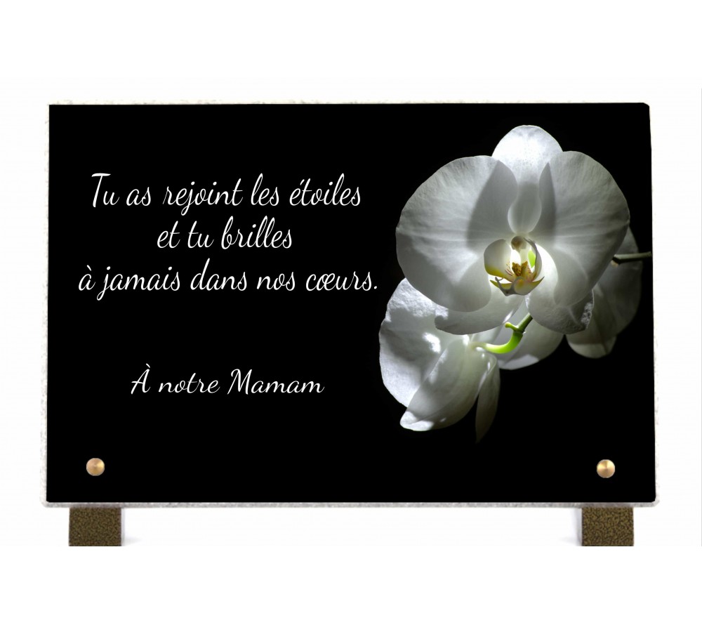 Plaque Funéraire Orchidée Blanche • Plaque Décès Zen Orchidée