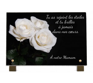 Plaque Funéraire Roses Blanches - Plaque Décès Roses Blanches • Phénix