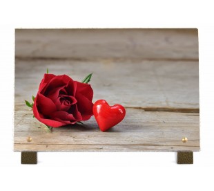 Plaque Funéraire Rose et Coeur 2 - Produits Funéraires Coeur