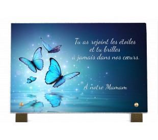 Plaque Funéraire Papillons Bleus • Article Funéraire Papillon