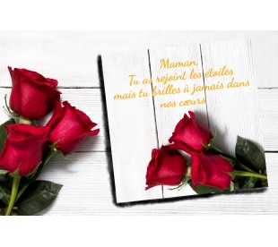 Plaque Jardin du Souvenir Roses Rouges et Bois - Plaque Jardin du Souvenir Pas Cher