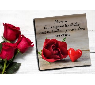 Plaque Jardin du Souvenir Rose Rouge et Coeur - Plaque Jardin du Souvenir Pas Cher