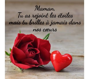 Galet Funéraire Rose Rouge et Coeur - Galet Funéraire Pas Cher • Phénix