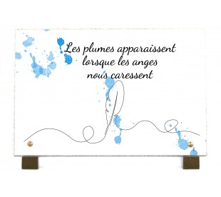Plaque Funéraire Plume d'Ange - Plaque Funéraire Moderne • plaquefunerairepersonnalisee.fr by Phénix