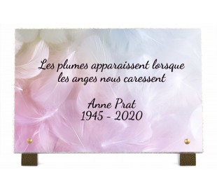 Plaque Funéraire Moderne Plumes • Plaque Cimetière Plumes Ange • plaquefunerairepersonnalisee.fr by Phénix