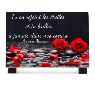 Plaque Funéraire Roses Rouges et Pétales • plaquefunerairepersonnalisee.fr by Phénix