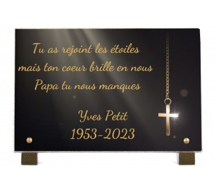 Plaque Funéraire Médaille Croix du Christ • plaquefunerairepersonnalisee.fr by Phénix