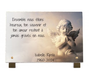 Plaque Funéraire Ange Prière • plaquefunerairepersonnalisee.fr by Phénix