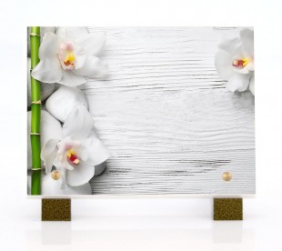 Plaque Funéraire Orchidées Et Bambou 3 • Plaque Décès Orchidées