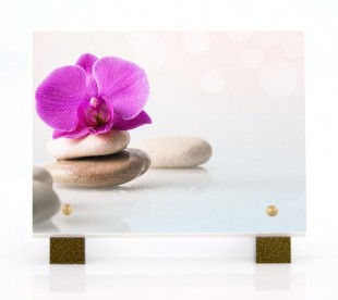 Plaque Funéraire Orchidée Rose 3 • Plaque Décès Zen Orchidée