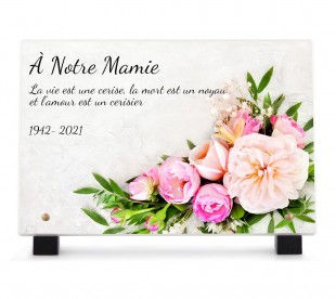 Plaque Funéraire Fleurs • Plaque funéraire personnalisée • Phénix • plaquefunerairepersonnalisee.fr by Phénix