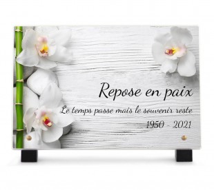 Plaque Funéraire Orchidées Et Bambou • Plaque Décès Orchidées • plaquefunerairepersonnalisee.fr by Phénix