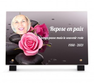 Plaque Funéraire Roses - Plaque Décès Roses - Plaque Mortuaire Roses • plaquefunerairepersonnalisee.fr by Phénix