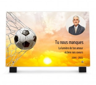 Plaque Funéraire football • Plaque Décès Football • plaquefunerairepersonnalisee.fr by Phénix