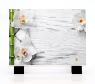 Plaque Funéraire Orchidées Et Bambou 2 • Plaque Décès Orchidées