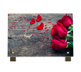Plaque Funéraire Coeurs de Roses - Produits Funéraires Coeur • Phénix