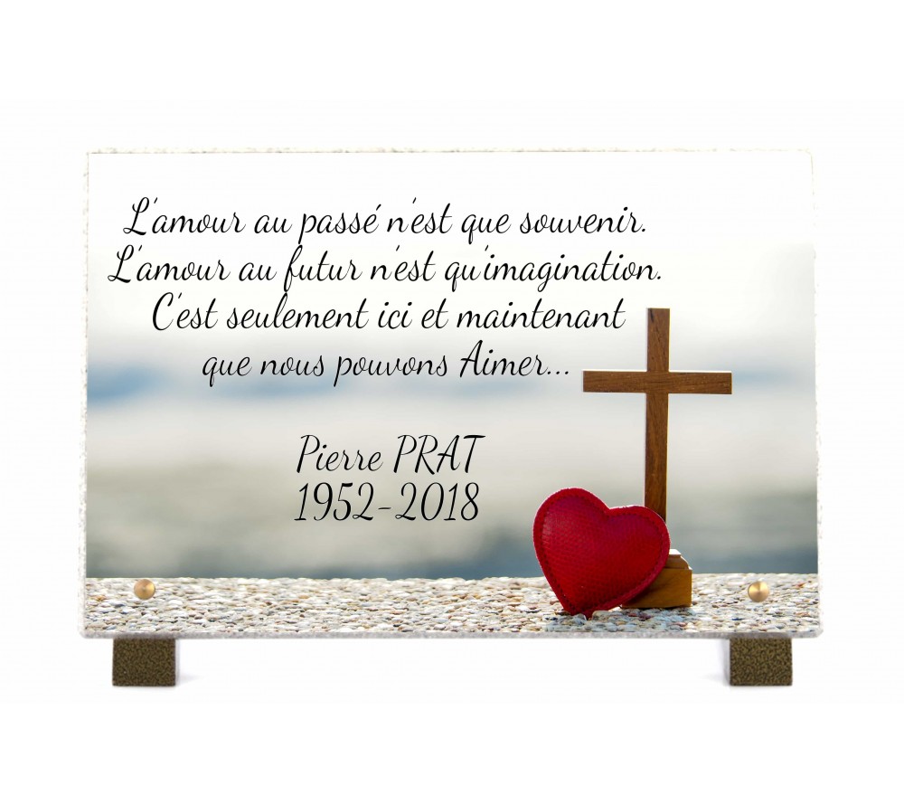 Plaque Funéraire Coeur et Croix - Produits Funéraires Catholiques