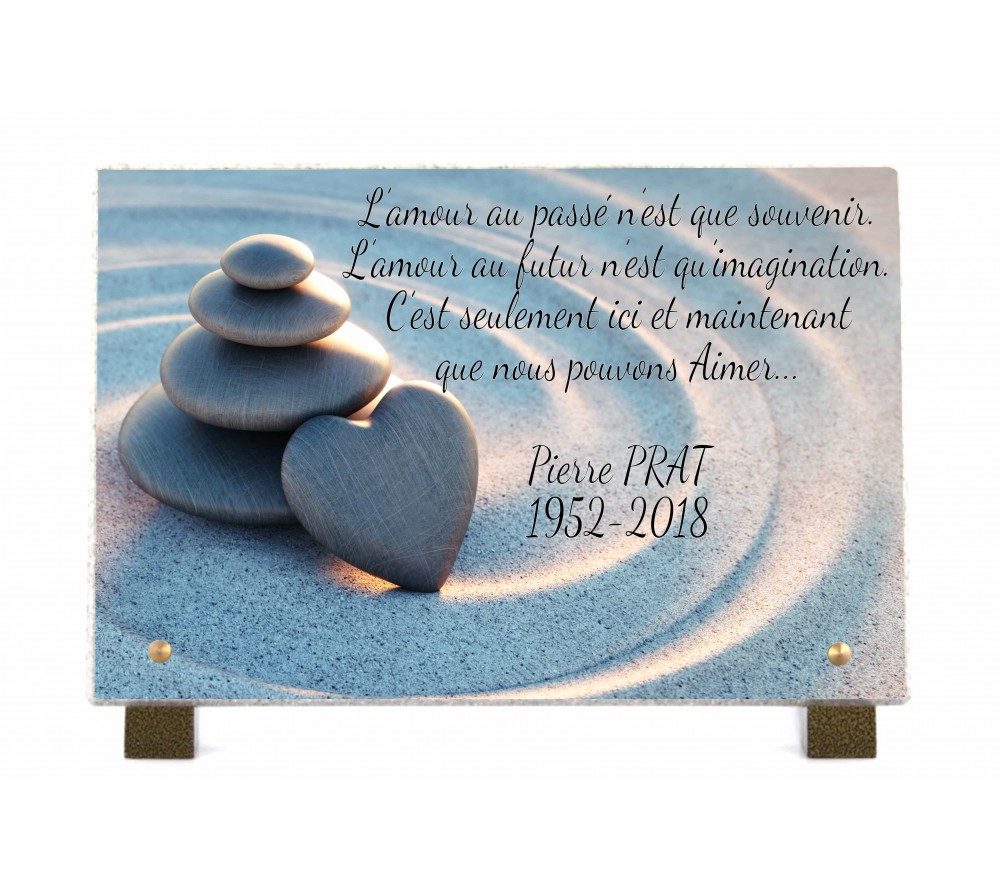 Plaque Funéraire Coeur Zen - Produits Funéraires Coeur