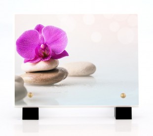 Plaque Funéraire Orchidée Rose • Plaque Décès Zen Orchidée • Phénix