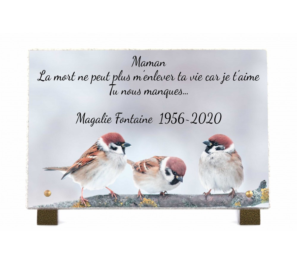Plaque Funéraire Moineaux - Produits Funéraires Oiseaux