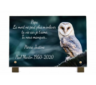 Plaque Funéraire Chouette - Produits Funéraires Oiseaux • plaquefunerairepersonnalisee.fr by Phénix