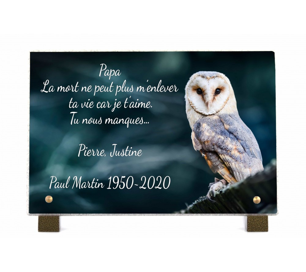 Plaque Funéraire Chouette - Produits Funéraires Oiseaux